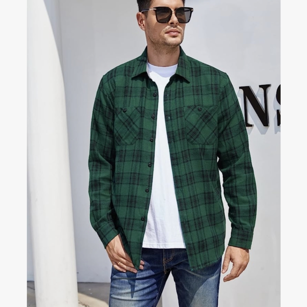 Alex Vando Mens Button Down Shirts Regular Fit Long Sleeve Casual Plaid Flannel